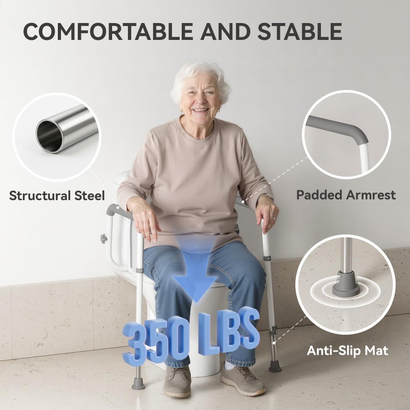 Loyoda Toilet Safety Rails Medical Steel Sturdy Toilet Handle Height-Adjustable Leg Provides Support for Seniors, Disabled and Pregnant Women - Image 2