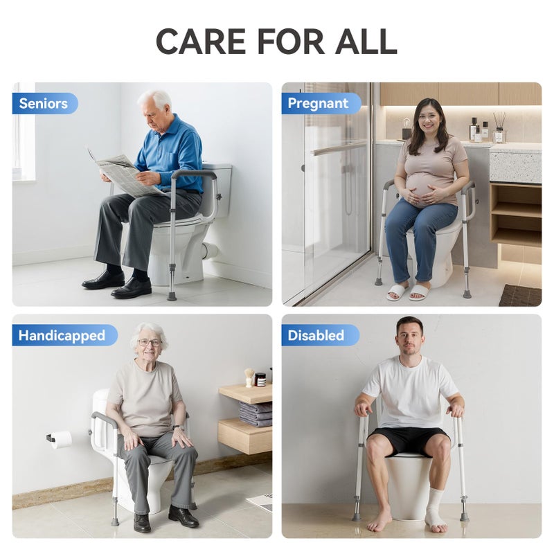 Loyoda Toilet Safety Rails Medical Steel Sturdy Toilet Handle Height-Adjustable Leg Provides Support for Seniors, Disabled and Pregnant Women - Image 5