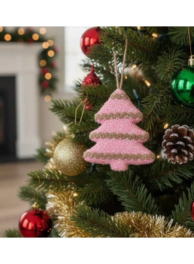 AKDC زينة شجرة عيد الميلاد المعلقة مجموعة زينة وردية من 3 قطع لتزيين العطلات الأنيقة - Image 2