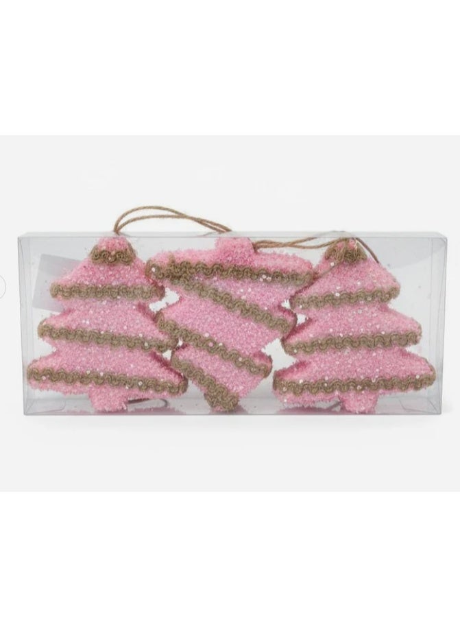 AKDC زينة شجرة عيد الميلاد المعلقة مجموعة زينة وردية من 3 قطع لتزيين العطلات الأنيقة - Image 1