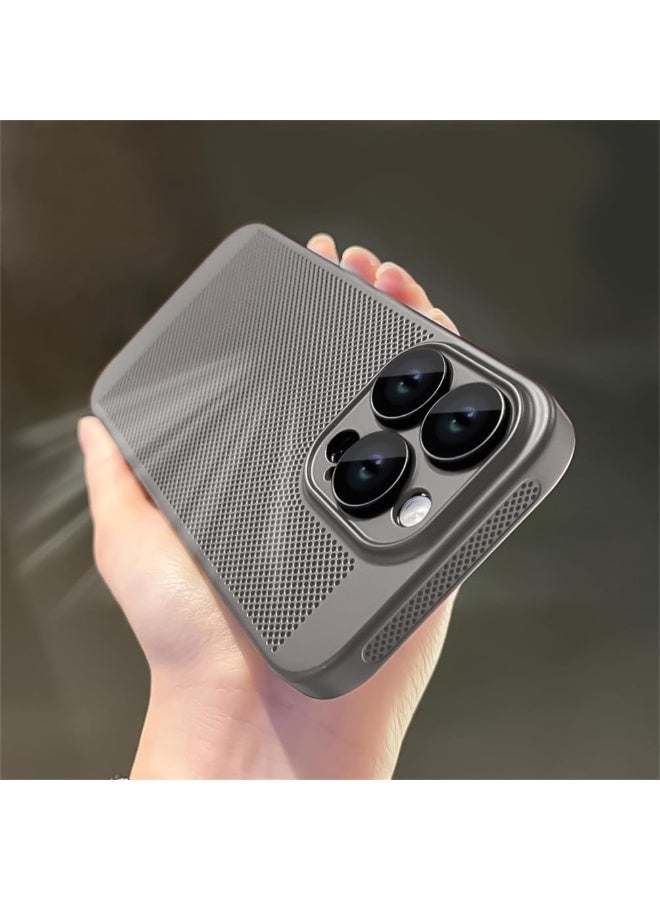 Case For iPhone 14 6.1-Inch Heat Dissipation Case with Built-in Camera Lens Protector Slim Fit Breathable Cooling Anti-Fingerprint Hard PC Back Shockproof Cover - Titanium Gray - Image 5