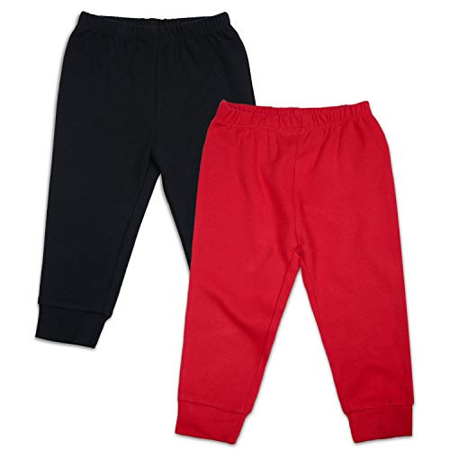 SOBOWO Baby Boy Pants 12 Months Infant Boys Pants Baby Boy Toddler Black Causal Long Bottoms for Newborn Boys Girls Pack of 2 (9-12 Months, Black/Red) - Image 1