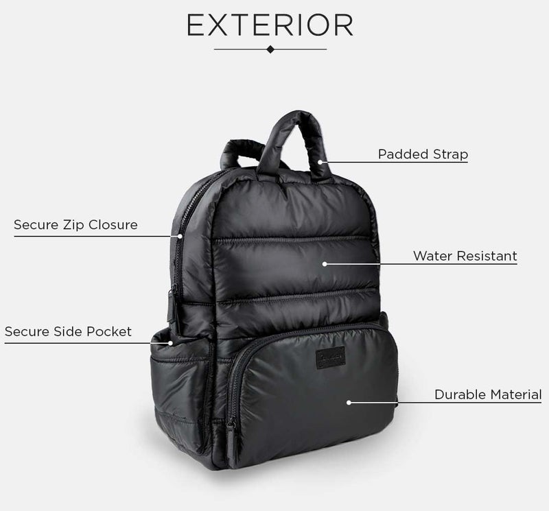 7 A.M. 7AM Voyage Diaper Bag Backpack - Unisex Multifunctional Waterproof Travel Bag, Large Capacity Carry on Backpack with Padded Shoulder Straps, Newborn Essentials Backpack for Traveling | (Black) - Image 3