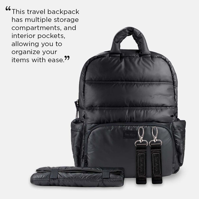 7 A.M. 7AM Voyage Diaper Bag Backpack - Unisex Multifunctional Waterproof Travel Bag, Large Capacity Carry on Backpack with Padded Shoulder Straps, Newborn Essentials Backpack for Traveling | (Black) - Image 5