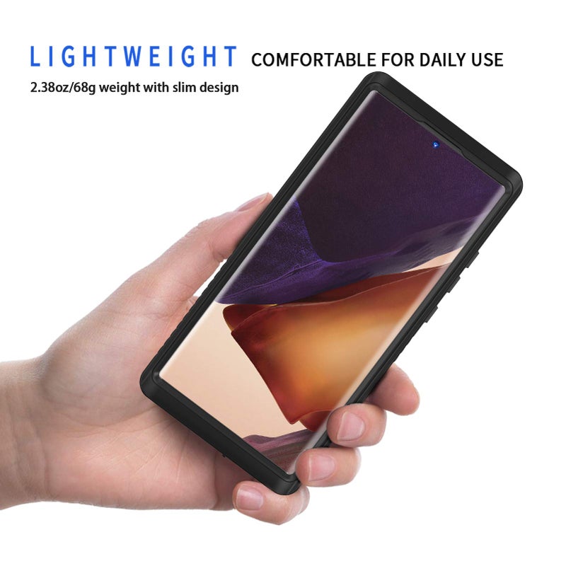 Lanhiem Galaxy Note 20 Ultra Case, IP68 Waterproof Dustproof Shockproof Case with Built-in Screen Protector, Full Body Sealed Underwater Protective Cover for Samsung Note 20 Ultra 6.9 inch, Black - Image 2