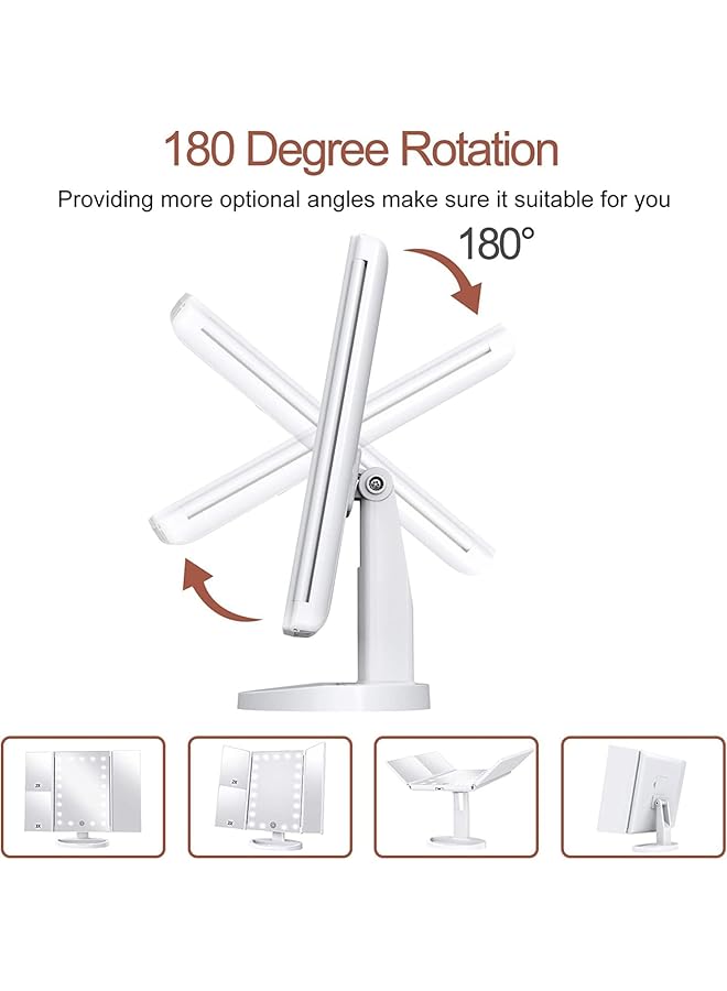 erorex Makeup Mirror With Lights 2X 3X 10X Magnification Touch Control Lighted Makeup Mirror Trifold Makeup Mirror Dual Power Supply Portable Led Makeup Mirror Women Gift - Image 5