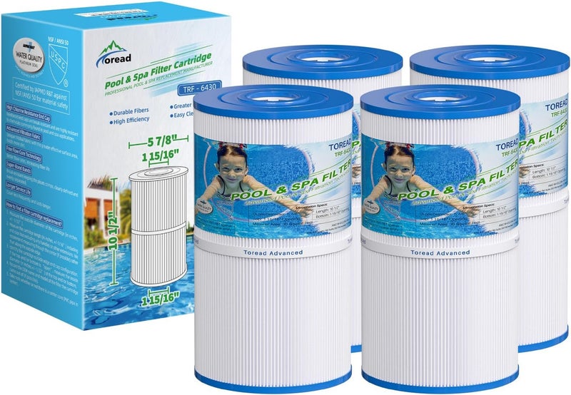 TOREAD Watkins 31489 Replacement Filter, Compatible Pleatco PWK30, Unicel C-6430, Filbur FC-3915, P/N0969601, 71825, 73178, 73250, 30 sq. ft. Hot Spring Spa Filter (4) - Image 1
