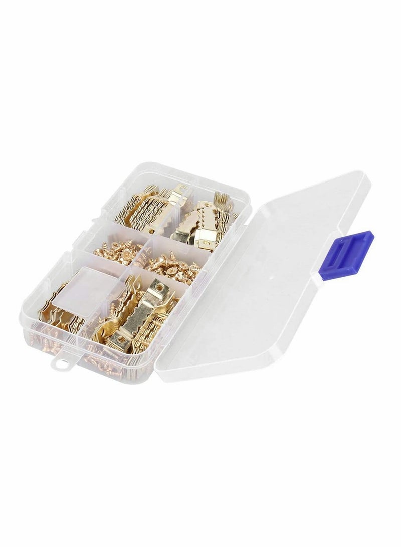 SYOSI Sawtooth Picture Hangers With Screws, 100 Pcs Double Hole Sawtooth Hangers Photo Frame Sawtooth Hanging Hooks Kit Picture Hanging Hardware For Paintings Photos Art, Home Decoration Gold - Image 5