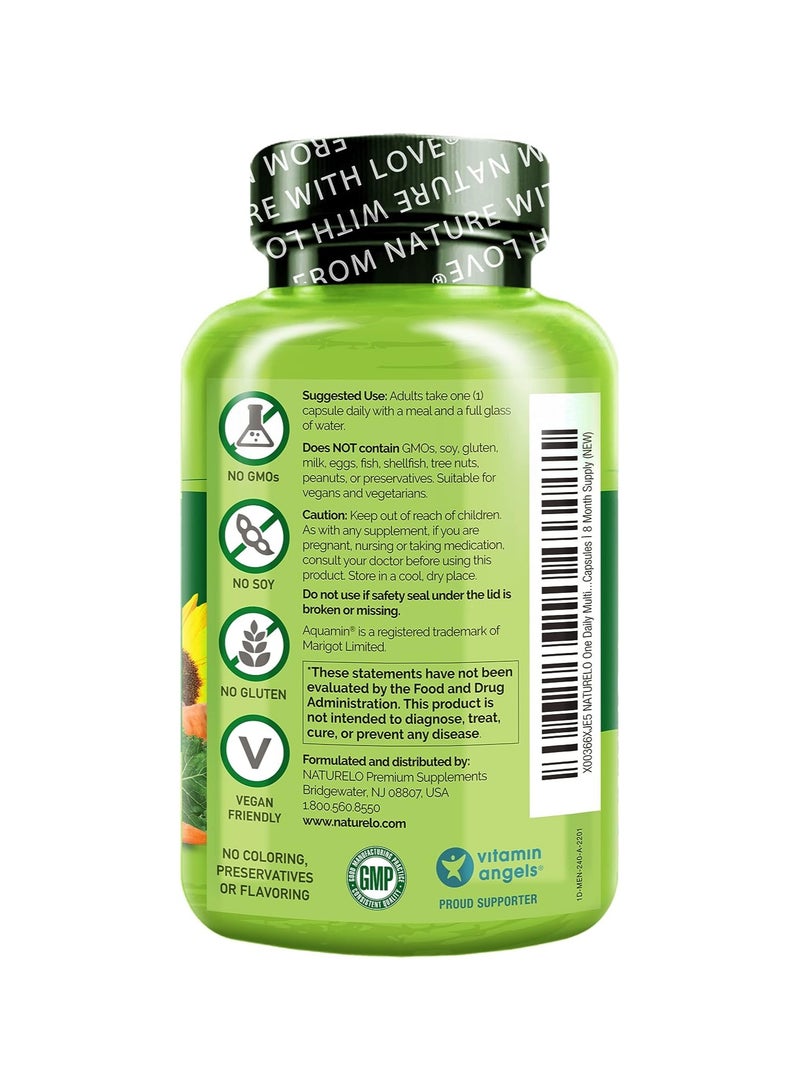 NATURELO One Daily Multivitamin for Men -240 VEGETARIAN CAPSULES, DIETARY SUPPLEMENT, FORMULATED TO SUPPORT ENERGY, IMMUNE HEALTH, & MUSCLE FUNCTION - Image 2