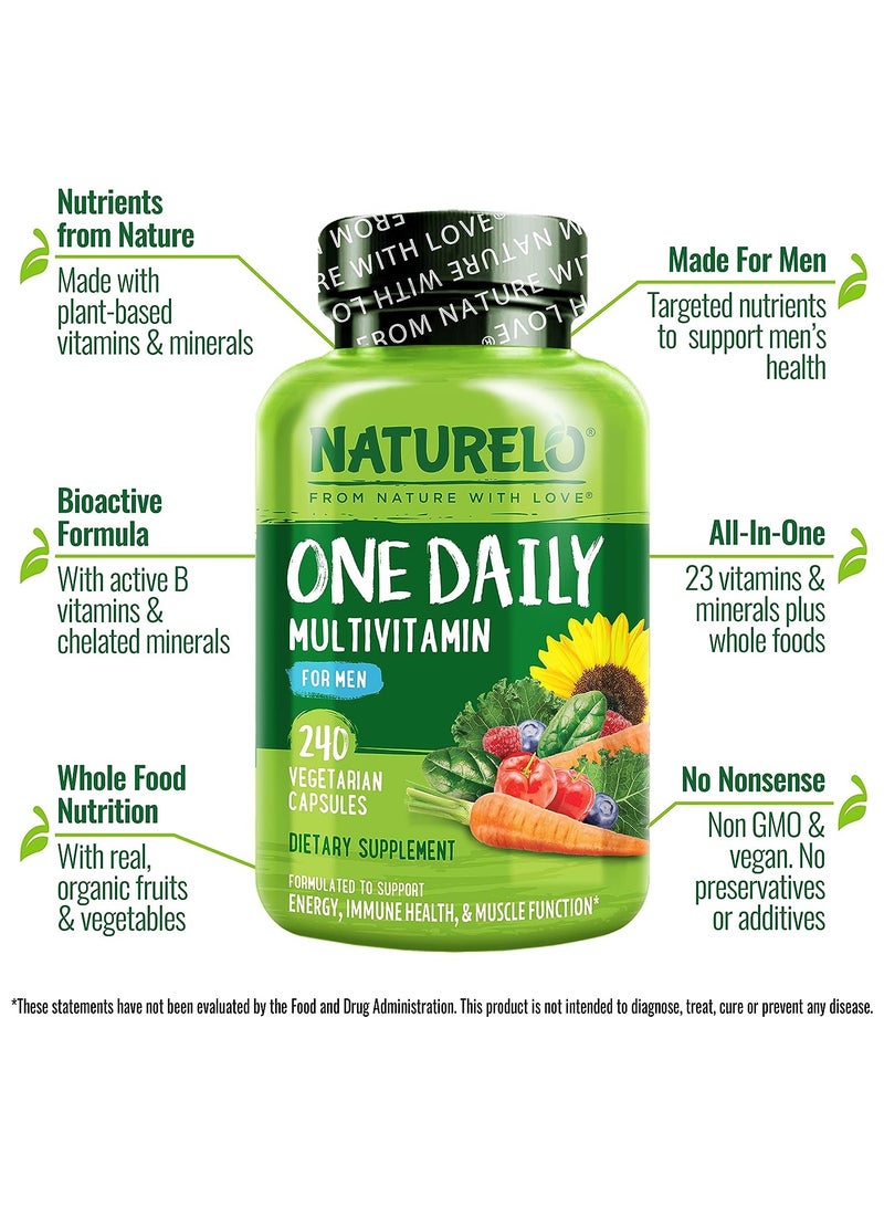 NATURELO One Daily Multivitamin for Men -240 VEGETARIAN CAPSULES, DIETARY SUPPLEMENT, FORMULATED TO SUPPORT ENERGY, IMMUNE HEALTH, & MUSCLE FUNCTION - Image 4