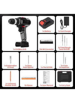 48V Cordless Drill 33Pcs 2000 Mah Li Ion Battery Power Drill Drills Machine And Electric Drill Cordless Accessories Kit Led Work Light And Display Suitable For Wood Plastic - pzsku/Z3BB9F0007C22ED6887AAZ/45/_/1740671996/8f25dc3d-6739-441a-b78a-a324904cf2ea