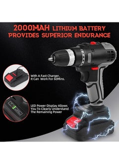 48V Cordless Drill 33Pcs 2000 Mah Li Ion Battery Power Drill Drills Machine And Electric Drill Cordless Accessories Kit Led Work Light And Display Suitable For Wood Plastic - pzsku/Z3BB9F0007C22ED6887AAZ/45/_/1740672018/e4851d82-2e97-485a-9236-72bccbf32ae1