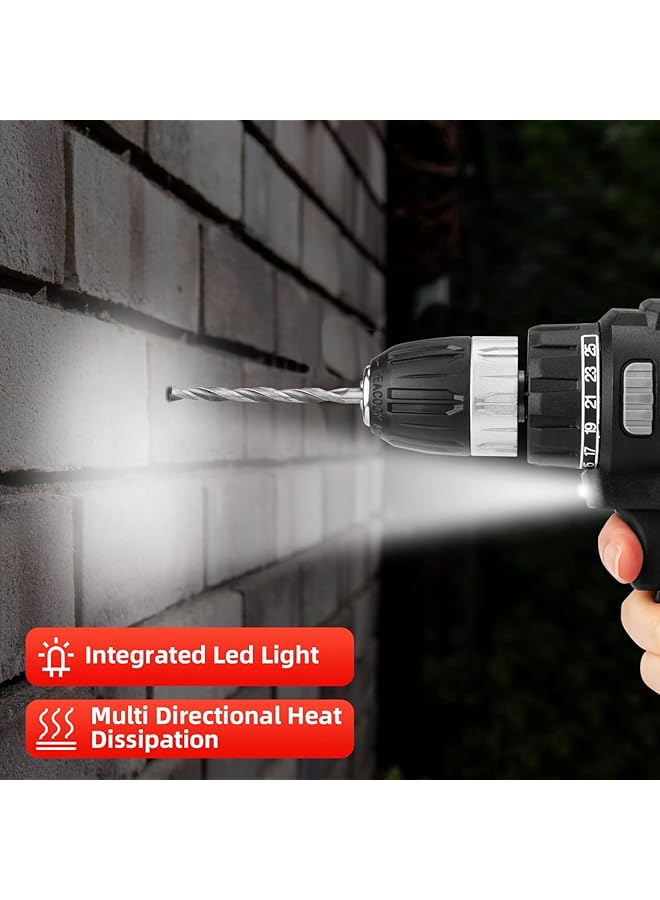 أكلو مثقاب لاسلكي 48 فولت 33 قطعة 2000 مللي أمبير بطارية ليثيوم أيون مثقاب كهربائي ومثقاب كهربائي لاسلكي مجموعة ملحقات ضوء عمل LED وشاشة مناسبة للخشب والبلاستيك - Image 4