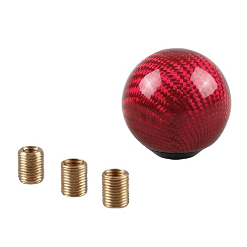 RYANSTAR RACING RYANSTAR Carbon Fiber Shift Knob Gear Shifter Knobs with 3 Adapters Round Ball Stick Shifter Level Red - Image 1