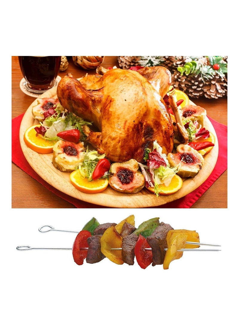 SYOSI 30 pcs Stainless Steel Skewers Roast Goose Needle Barbecue Skewers Sticks Bbq Skewers Reusable Shish Kebab Kabob Skewers for Grilling Kebob Meat Chicken Vegetable Appetiser 20cm - Image 3