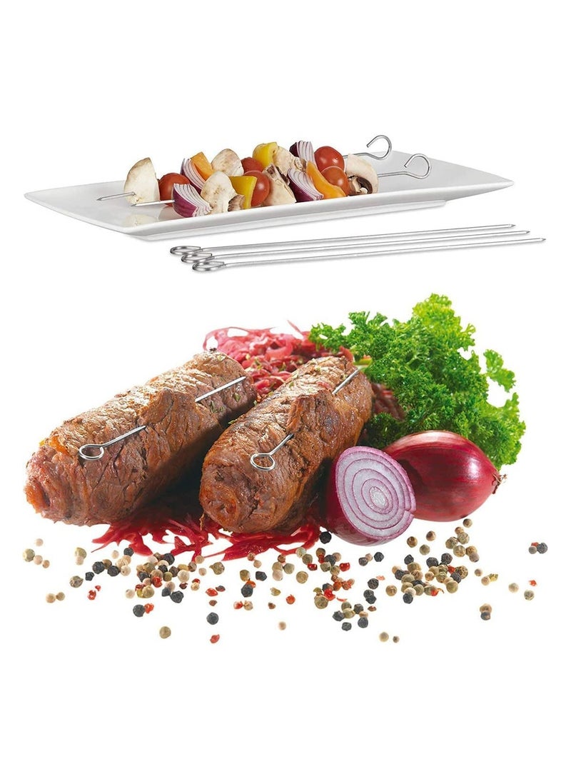 SYOSI 30 pcs Stainless Steel Skewers Roast Goose Needle Barbecue Skewers Sticks Bbq Skewers Reusable Shish Kebab Kabob Skewers for Grilling Kebob Meat Chicken Vegetable Appetiser 20cm - Image 2