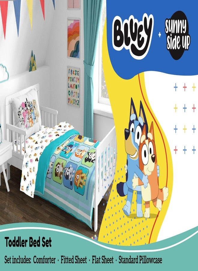 Sunny Side Up مجموعة لحاف بلوي وأصدقائه الجانبية المشمسة للأطفال - 4 قطع تشمل لحاف، شراشف وغطاء وسادة - مجموعة سرير ميكروفايبر فائقة النعومة - Image 2