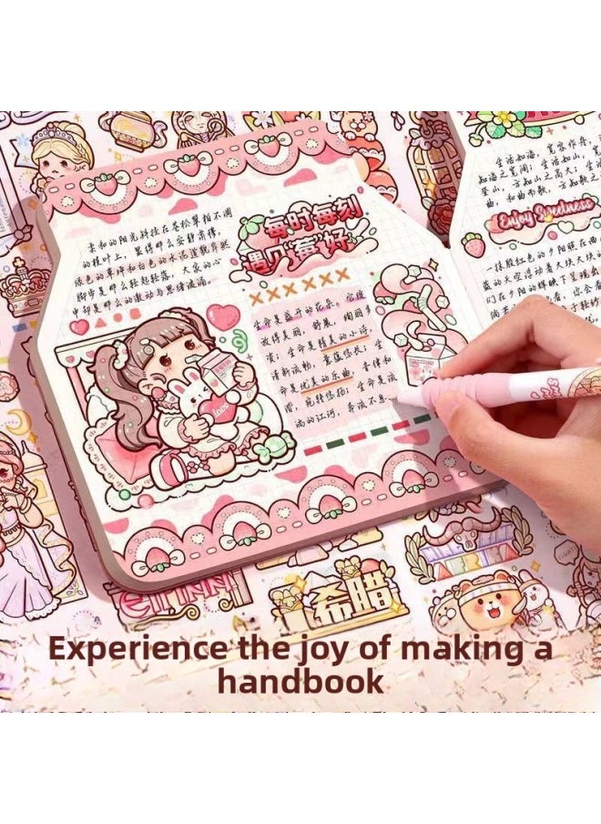 Generic - Small Potato Hand Account Suit Gift Box Square This Girl Heart Girl Toy Handmade Diy Cute Ins Style Full Set-Specification:When You Place An Order, You Will Receive A Square Book + Release Book + Roll Stickers + Whole Roll Of Tape-Color:Handbook 4750 Set: Highlighter Pen + Release Book + Square Book - Image 1