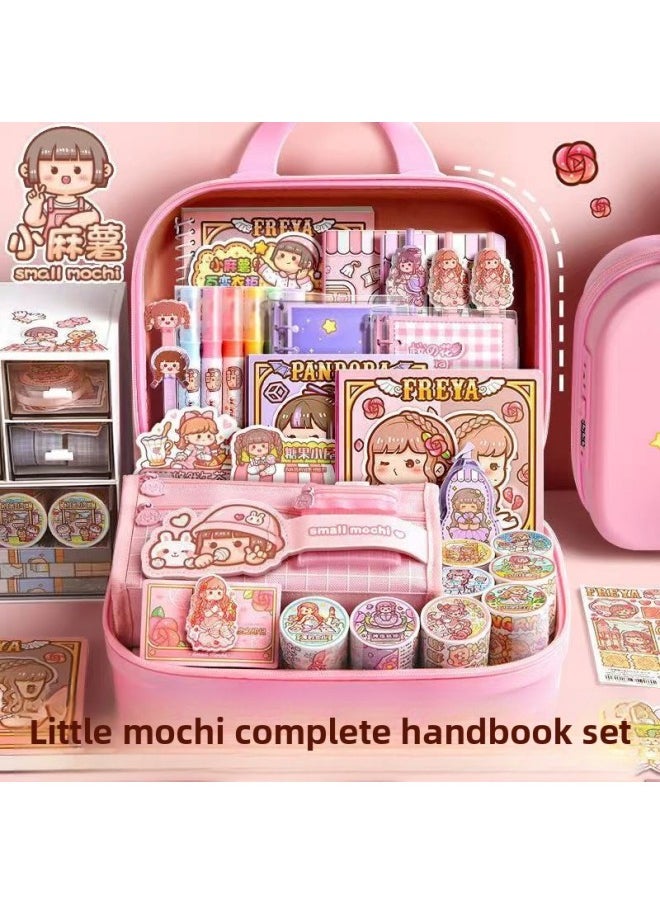 Generic - Small Potato Hand Account Suit Gift Box Square This Girl Heart Girl Toy Handmade Diy Cute Ins Style Full Set-Specification:When You Place An Order, You Will Receive A Square Book + Release Book + Roll Stickers + Whole Roll Of Tape-Color:Handbook 4750 Set: Highlighter Pen + Release Book + Square Book - Image 1