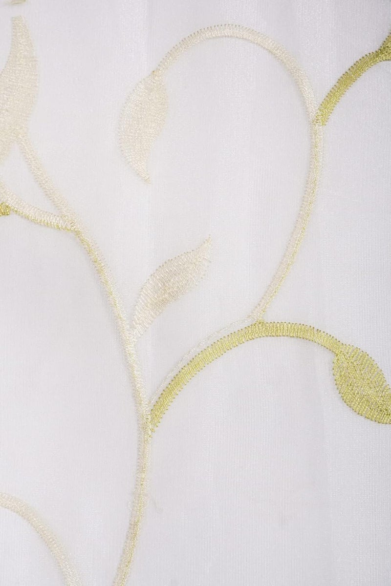 Parda Online Sheer Tissue Eyelet Leaf Design Green Door Curtain for Home 7Ft Pack of 1 - Image 4