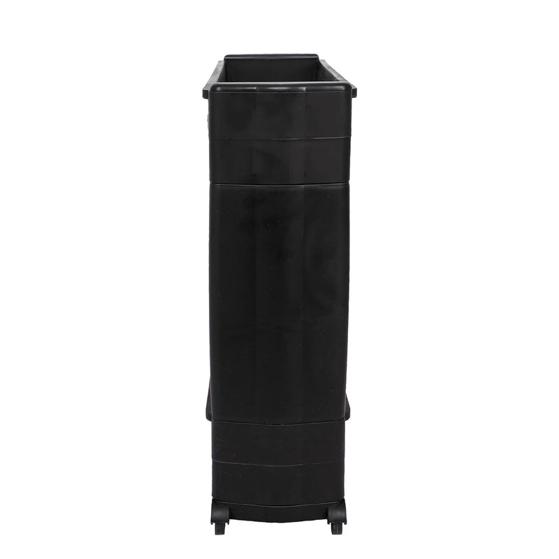 Birdwing NAVRANG Multipurpose Plastic Storage Organizer Slim Rack Shelf with Wheels Slim Slide Out Kitchen Trolley Rack Holder Storage Organizer for Kitchen Black 2 Layer - Image 2
