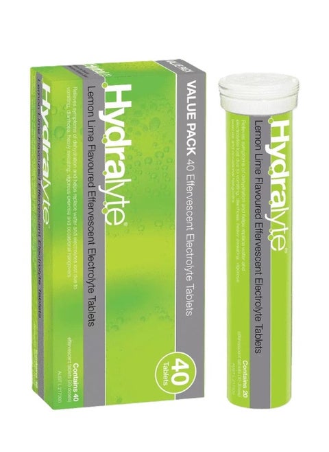 Twin Pack Electrolyte Effervescent Lemon Lime Flavoured 40-Tablets