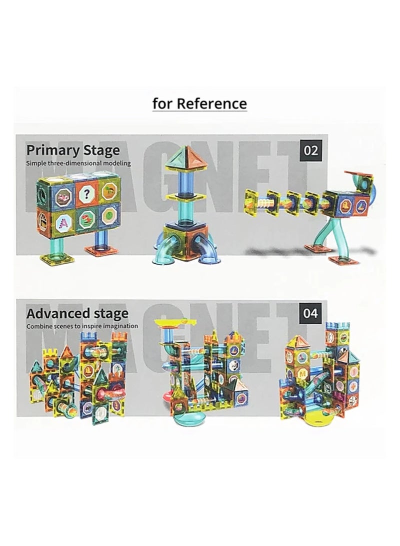 Magnetic Tiles for Kids,98 Pcs STEM Approved Educational Building Blocks Set, Creative Magnet Puzzles & Stacking Toys for Toddlers, Boys & Girls  - Image 4