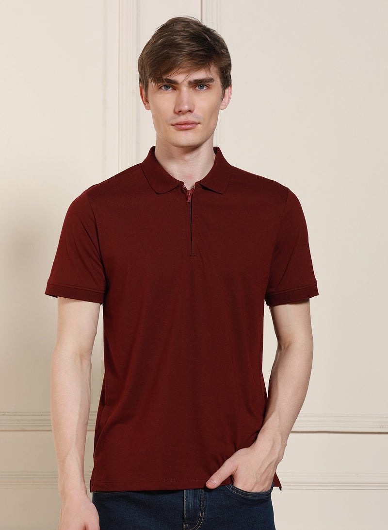 Dennis Lingo Maroon Jersey Polo T-Shirt for Men - Regular Fit, Classic  - Image 1