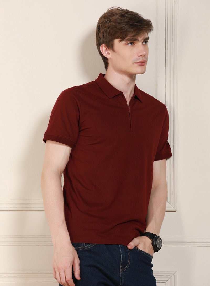 Dennis Lingo Maroon Jersey Polo T-Shirt for Men - Regular Fit, Classic  - Image 2