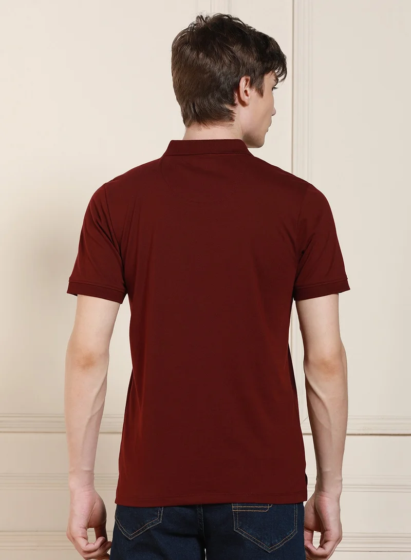 Dennis Lingo Maroon Jersey Polo T-Shirt for Men - Regular Fit, Classic