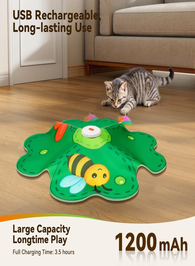 FEELNEEDY Rechargeable Cat Toys, 2 in 1 Hide and Seek Game Interactive Cat Toy, Movable LED Red Dot, Concealed Feathers, Durable Exercise Toys for Indoor Cats, Bored Adult Cats Wand Toy, Green - Image 4