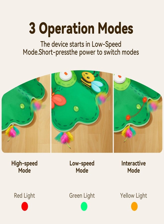 FEELNEEDY Rechargeable Cat Toys, 2 in 1 Hide and Seek Game Interactive Cat Toy, Movable LED Red Dot, Concealed Feathers, Durable Exercise Toys for Indoor Cats, Bored Adult Cats Wand Toy, Green - Image 3