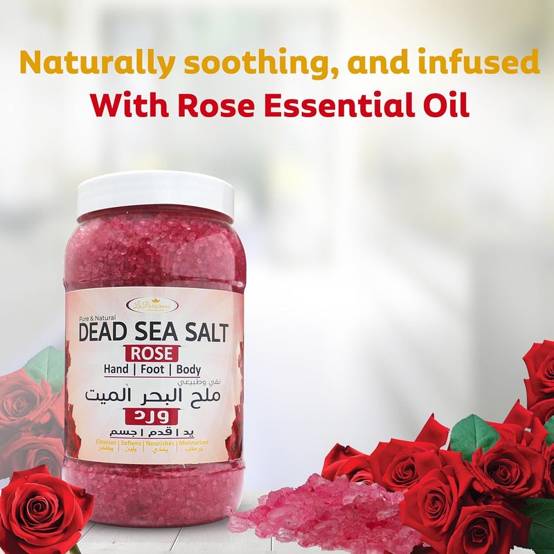 ECOLYTE+ ملح البحر الميت النقي والطبيعي من لا باريسيان - ملح استحمام برائحة الورد للعناية باليدين والقدمين والجسم (2 كجم) - Image 3