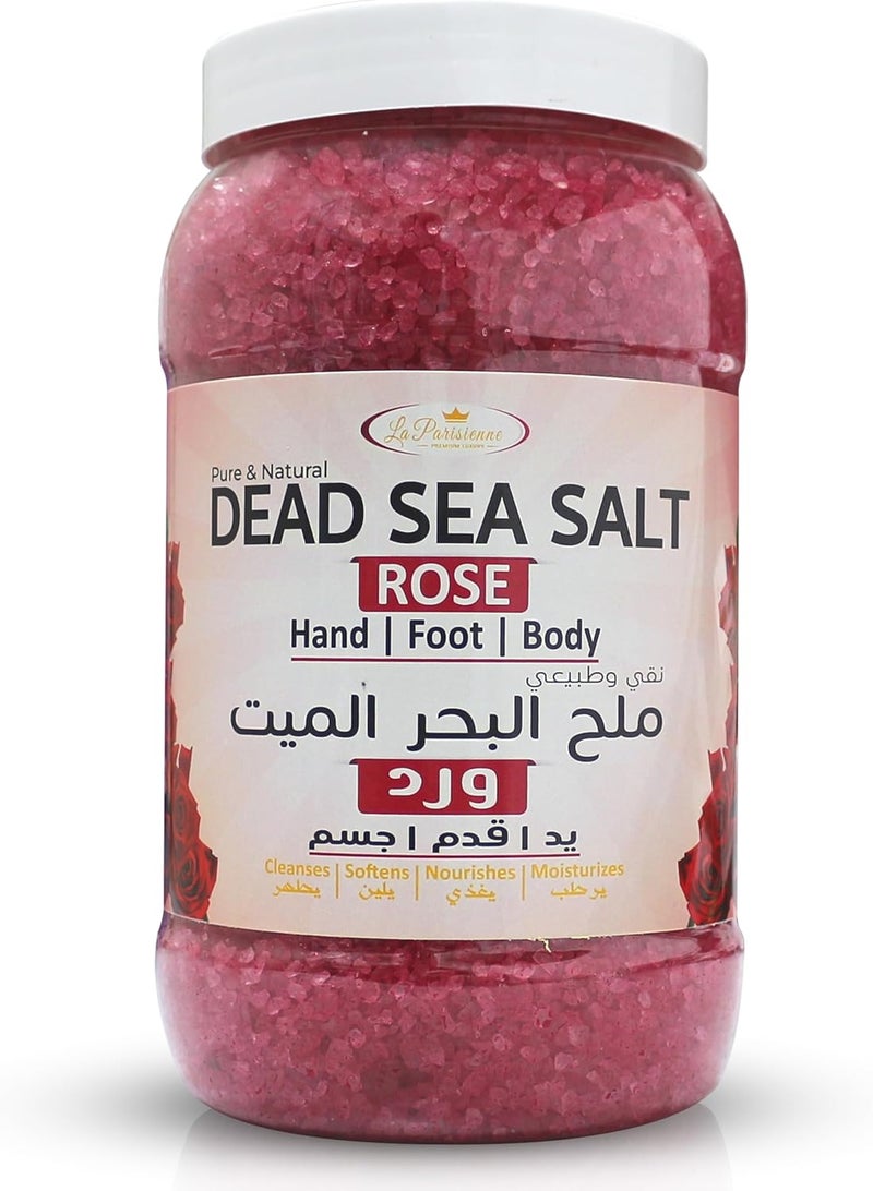 ECOLYTE+ La Parisienne Pure & Natural Dead Sea Salt - Rose Scented Bath Salt for Hand, Foot, and Body Care (2 kg) - Image 1