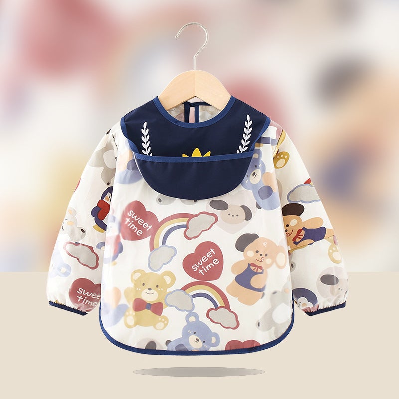 Waterproof Baby Bib Apron Bear cuffs waterproof 