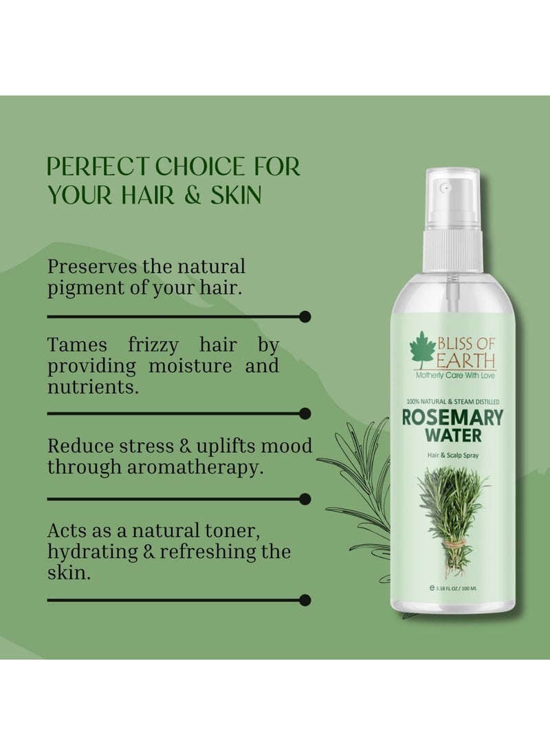 BLISS OF EARTH - Bliss of Earth Rosemary Water Spray For Hair Growth 100ml (Pack of 2) - Image 1