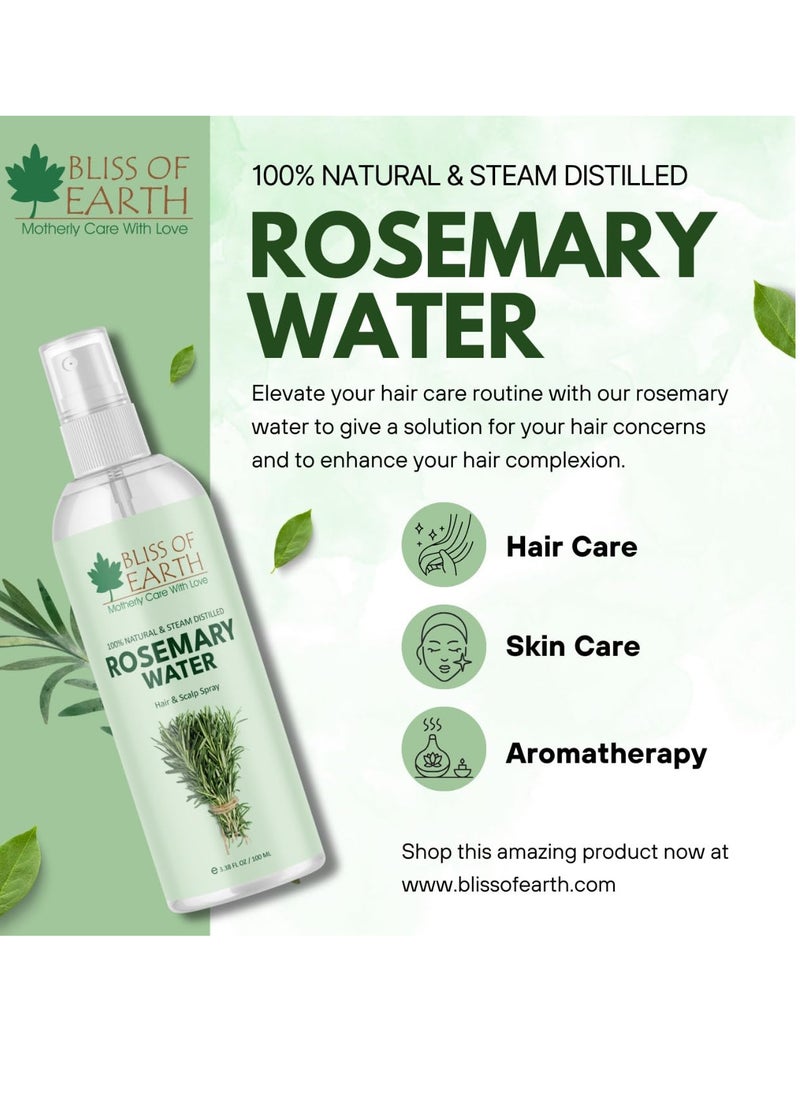 BLISS OF EARTH - Bliss of Earth Rosemary Water Spray For Hair Growth 100ml (Pack of 2) - Image 1