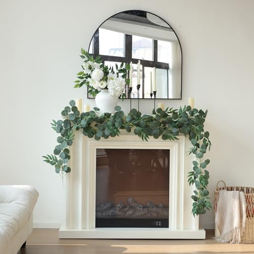 Mizii 2 Strands Artificial Vines Eucalyptus Garland 79" Fake Vine with Silk Green Leaves Faux Hanging Plants Greenery Decorations for Bedroom Table Centerpieces Party Wedding Room Decor (Eucalyptus) - Image 4