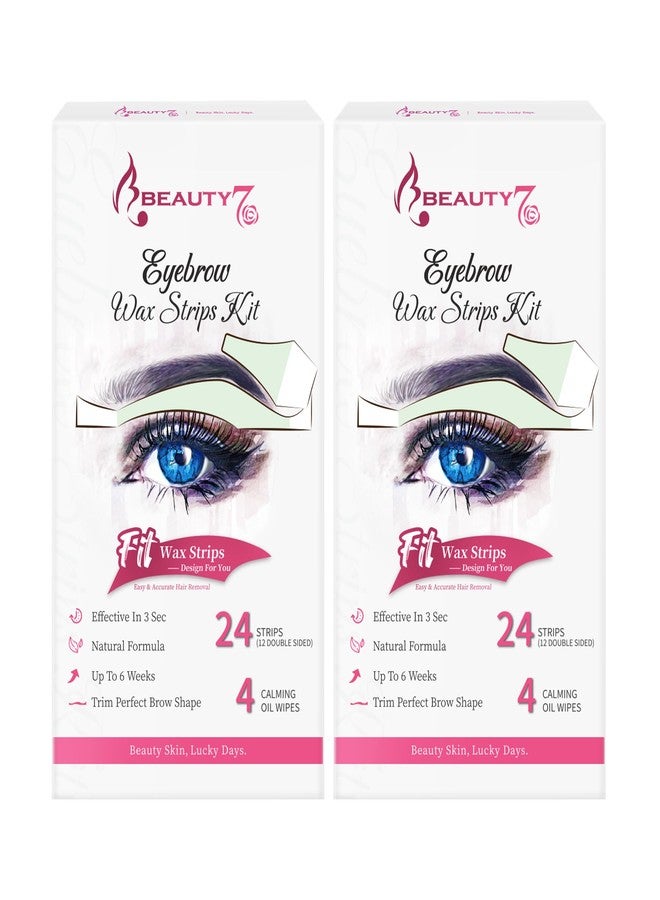 Beauty7 Wax Strips Kit for Sensitive Skin, Facial Hair Removal for Eyebrow, Lip, 24 Strips & 4 Calming Oil Wipes, At Home Waxing for Women - Image 1