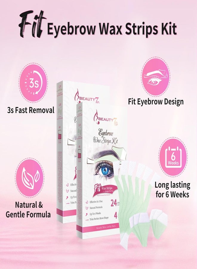 Beauty7 Wax Strips Kit for Sensitive Skin, Facial Hair Removal for Eyebrow, Lip, 24 Strips & 4 Calming Oil Wipes, At Home Waxing for Women - Image 2