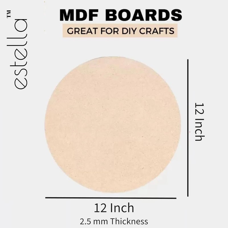 estella ® 12 Inch - 3 Pieces MDF Boards - MDF Pine Wood Board for Art and Craft - Round Wood MDF Cutout for Lippan - Mandala Art (Featherlight 2.5 mm Thickness) - Image 3