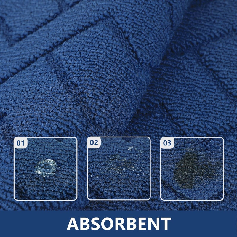 hicorfe Kitchen Rugs and Mats Sets,2 Pieces Super Absorbent Polypropylene Non-Slip Rug,Soft Comfort Floor Mat,Washable for Kitchen,Hallway,Office,Sink,Laundry(20" x 32"+20" x 48",Navy Blue) - Image 4