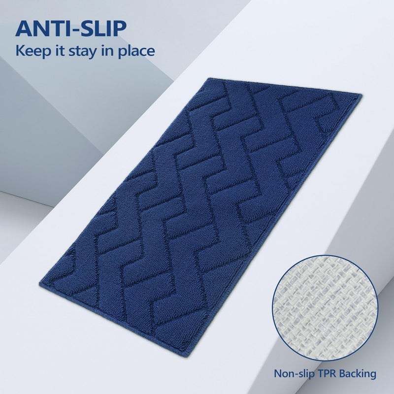 hicorfe Kitchen Rugs and Mats Sets,2 Pieces Super Absorbent Polypropylene Non-Slip Rug,Soft Comfort Floor Mat,Washable for Kitchen,Hallway,Office,Sink,Laundry(20" x 32"+20" x 48",Navy Blue) - Image 3