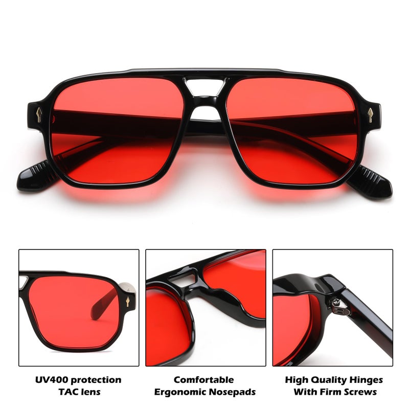 FEISEDY Retro Square Aviator Sunglasses Women Men, 70s Vintage Rectangle UV400 Sun Glasses B9120 - Image 4