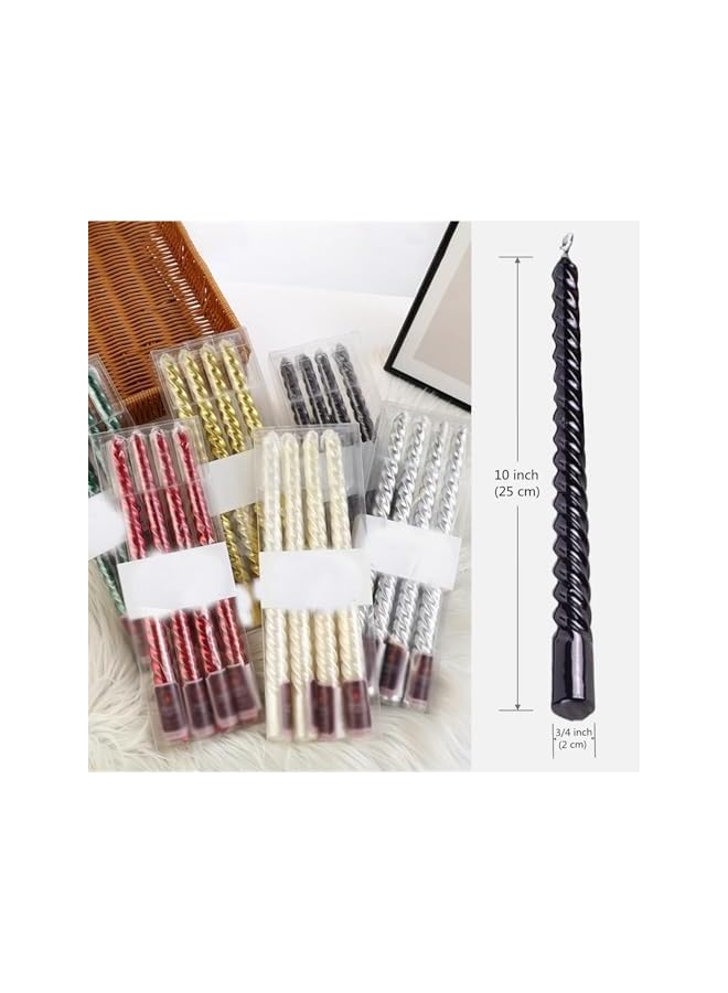 Green Tiger 4pcs,Taper Candles,Blue Metal Style Taper Candles,10 inch Spiral Candlesticks,Clean Burning Candle Sticks (Color : BLACK) - Image 2