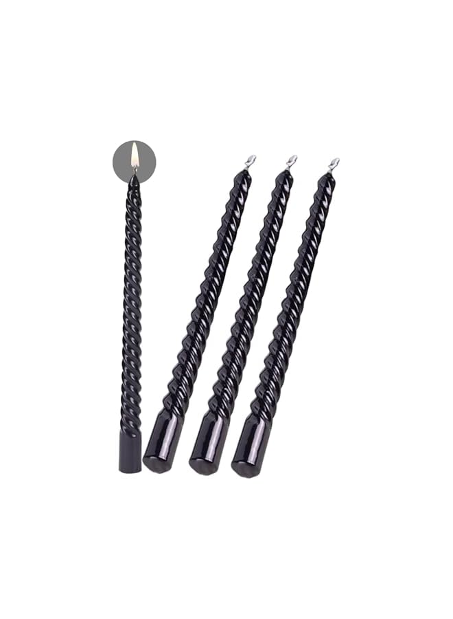 Green Tiger 4pcs,Taper Candles,Blue Metal Style Taper Candles,10 inch Spiral Candlesticks,Clean Burning Candle Sticks (Color : BLACK) - Image 3
