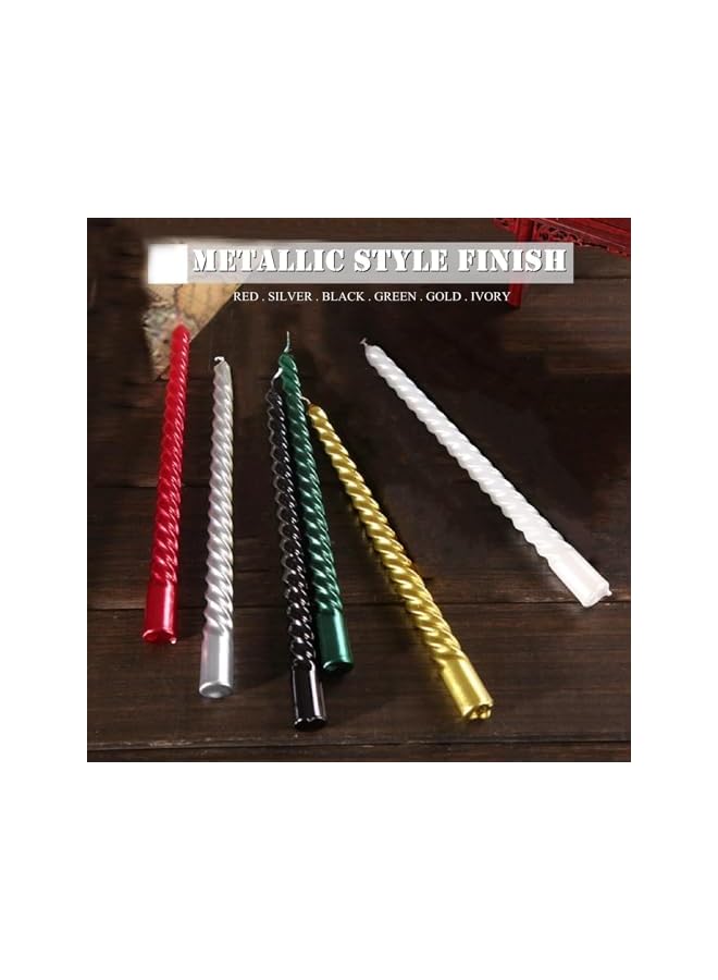 Green Tiger 4pcs,Taper Candles,Blue Metal Style Taper Candles,10 inch Spiral Candlesticks,Clean Burning Candle Sticks (Color : BLACK) - Image 4