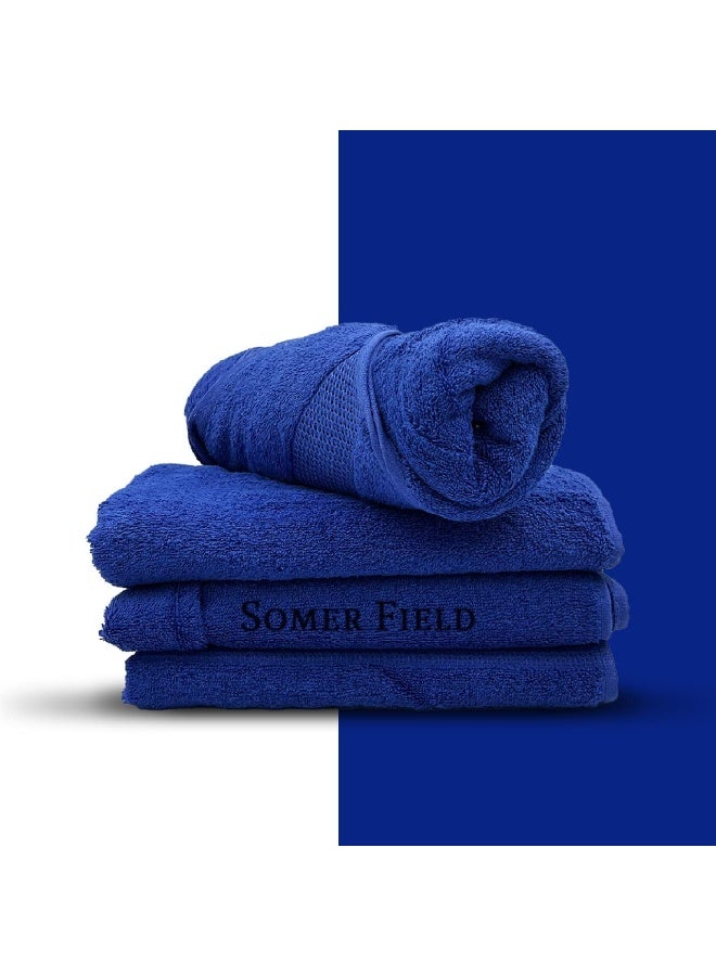 حقل سومر مناشف Somer Field - مناشف حمام (قطعة واحدة) - فاخرة 500 جرام لكل متر مربع مصنوعة من القطن بنسبة 100% منسوجة حلقيًا - سريعة الجفاف، عالية الامتصاص، ناعمة الملمس، مثالية للاستخدام اليومي (أزرق غامق) - Image 4