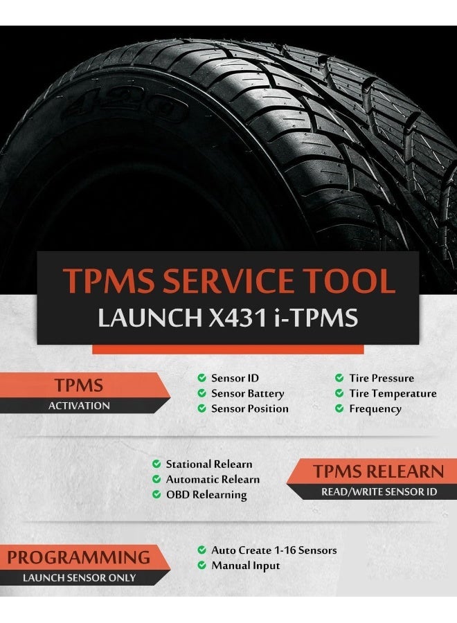 Launch X-431 TSGUN TPMS Tire Pressure Detector Handheld Program Diagnostic Tool - Image 3