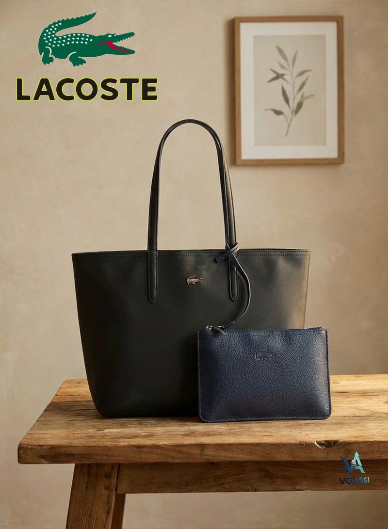 Lacoste Women's Double sided Two tone  Large Capacity ,eyewear bag Fashionable Multi functional, Black and Navy blue Camera Bag - Image 1